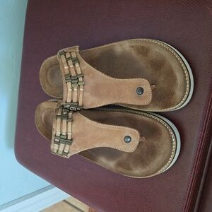 Brown Taos Leather beaded sandals